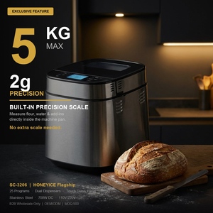 HONEYICE <span class=keywords><strong>Machine</strong></span> <span class=keywords><strong>à</strong></span> <span class=keywords><strong>pain</strong></span> électrique universelle 100-240V <span class=keywords><strong>à</strong></span> adaptation automatique, compacte, moteur DC 700W, capacité 2,5 LB, précision française, <span class=keywords><strong>pour</strong></span> la maison - Product Image 5