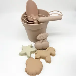 BPA 무료 실리콘 모래 장난감 세트 버킷 & 스페이드 부드러운 목욕 아이 야외 활동