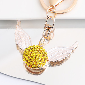 Rhinestone Golden Snitch Keychain, Inspired Angel Wing Key Ring, Bling Crystal Bag Charm for <strong>Fans</strong>, Wholesale - Product Image 1