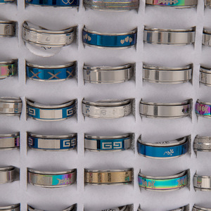 Conjunto de anillos de dedo giratorios de diseño mixto para hombre, joyería de titanio, lote a granel, anillo de acero inoxidable para hombre - Product Image 3