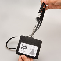 Porte-badge en tissu PU texturé avec cordon et boucle à dégagement rapide pour salons professionnels, étudiants et contrôle d'accès