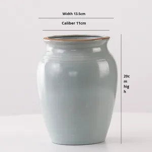 Cerámica estética de la dinastía <span class=keywords><strong>Song</strong></span> del horno Ru, nuevo estilo chino, jarrón hidropónico de gran diámetro, adornos decorativos de flores secas para el hogar - Product Image 6