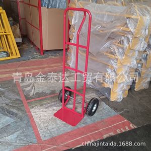 Chariot à main à deux roues en acier rouge pour entrepôt industriel HT1805, durable, monocouche - Product Image 3
