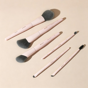 Pinceaux de maquillage doux de haute qualité, manche en bois rose, pour fond de teint, poudre, anticernes, sourcils, logo personnalisé - Product Image 1