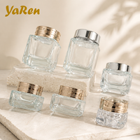 Vente en gros de pots à crème carrés transparents personnalisés de 15g, 20g, 30g, 50g, 70g, 100g, pot à crème pour les yeux en verre de haute qualité résistant à la corrosion