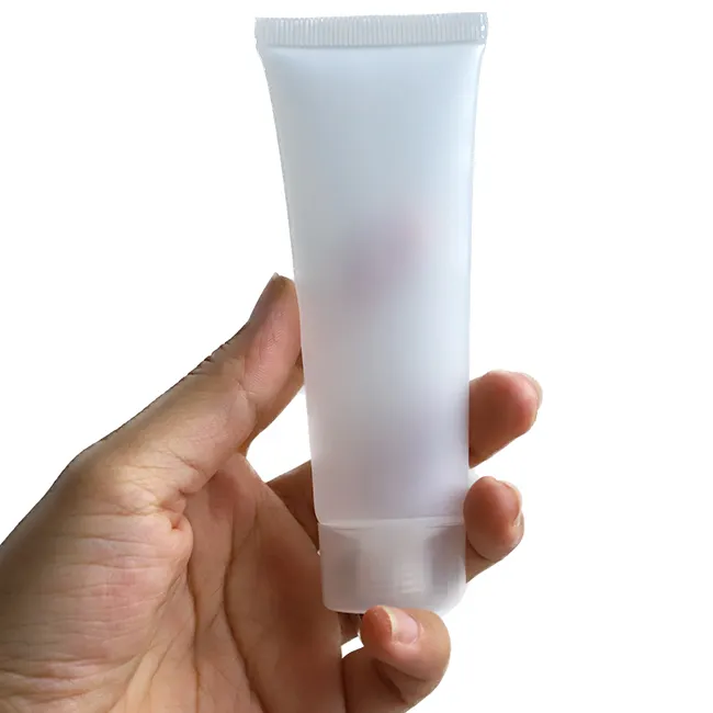 Tubo de PE de plástico vacío respetuoso con el medio ambiente transparente personalizado crema de manos embalaje cosmético tubo suave exprimible