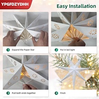 Lanterne LED en papier 3D blanche, lot de 3, 23 pouces, 7 points, télécommande, trou rond, étoile, décoration de Noël pour intérieur/extérieur