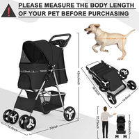 Poussette pour chien/chat légère et durable à 4 roues, pliable, roues rotatives à 360 degrés, cadre en aluminium, installation rapide, pour 2 chiens
