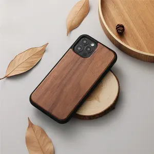 Großhandel stoß feste TPU Rückseite Abdeckung Fall Echtes Holz Handy hülle Natürliche Holz Handy hülle für iPhone 11/12/13/14