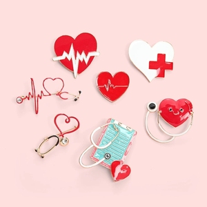 Bros Medis Pin Perawat Stetoskop Jantung Elektrokardiogram Enamel Pin Kerah Lencana Perhiasan Logam Hadiah untuk Dokter Grosir - Product Image 4