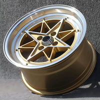 Velg X-RIMS 15 Inch 4x100 4x114.3 Cekung Gold Star ET0 Aluminium Alloy untuk Velg 15 Inch