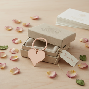 Portachiavi a Cuore Singolo Rose Eco Box, Ciondolo in Metallo Placcato Oro Rosa per Regali e Promozioni - Product Image 3