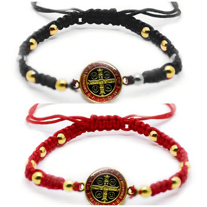 Handmade Chinese Knot <b>Red</b> Black Rope <b>Bracelet</b> Alloy Tibetan Silver Cross Unisex Gift Jewelry Woven Bead <b>Bracelet</b> - Product Image 5
