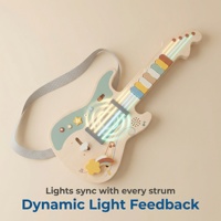 Nouvelle Arrivée Guitare Électrique en Bois pour Enfants, Instrument de Musique de Simulation, Jouet Rechargeable avec Lumières et Sons, Cadeau, Table d'Activités