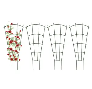 23" Tall 4 Pack Fan-Shaped Metal Garden Trellis Plant Stakes for Vines and Climbing Plants