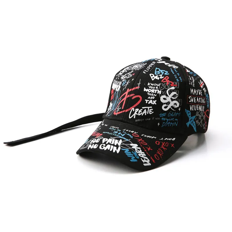 Sombreros ajustables con grafiti para hombre y mujer, gorras de béisbol Unisex con estampado de grafiti en Color blanco y negro a juego, Unisex