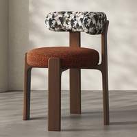 Chaise de salle à manger en bois massif, style rétro français moderne du milieu du siècle, avec tissu rembourré et coussin moelleux, mobilier de maison