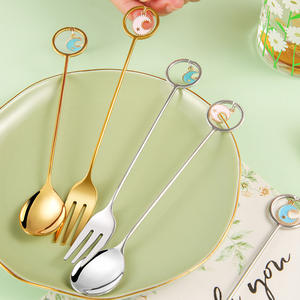 Vendita calda 304 in acciaio inox posate oro posate specchio Dessert torta cucchiaio di frutta forchetta argenteria per ristorante - Product Image 4