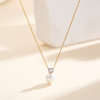 Kalung Mutiara Cangkang Rantai Kabel Lapis Emas 18K Baja Tahan Karat STPN03 untuk Wanita