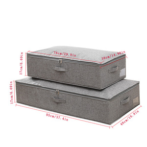 Folding Under Bed <b>Storage</b> <b>Box</b> Rectangle Beige With Lid Clothing Organizer Extra Large Capacity Foldable <b>Drawer</b> <b>Storage</b> Solution - Product Image 5