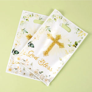 10 pièces/paquet première Communion fête faveur cadeau sacs dieu bénisse église en plastique croix poignée sac pour bébé baptême anniversaire décor - Product Image 1