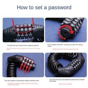 Mini-cadenas portable antivol pour casque de moto JXT à code, idéal pour la protection des casques de vélo de montagne et de moto sur autoroute - Product Image 4