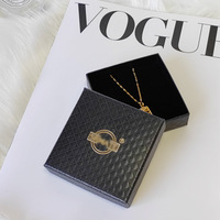 Logo de luxe personnalisé mousse personnalisé noir cuir velours papier bijoux emballage boîte-cadeau pour pendentif bagues boucles d'oreilles ensemble