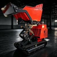 Mini-dumper chenillé diesel 1000 kg à levage hydraulique et benne basculante, chenilles en caoutchouc, pour la construction – Vente directe usine