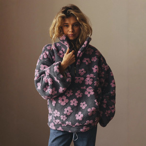 Maglione da Donna in Lana con Cappuccio Floreale in Pile Polare, Nuovo Stile 2025, Moda <span class=keywords><strong>Autunno</strong></span>/Inverno Calda - Product Image 1