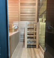 Sauna extérieur carré en bois thermo traité, facile à utiliser, capacité 4-6 personnes, en épicéa canadien, avec chauffage