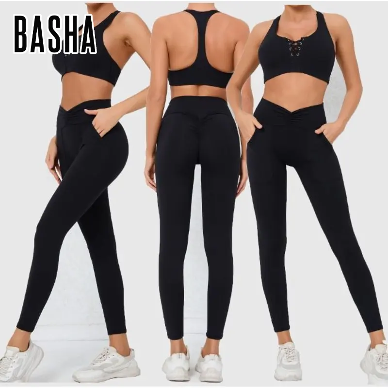 Fitnessstudio-Bekleidung aktive Yoga-Bekleidung Damen 2-teiliges Leggins-Yoga-Set aktive Kleidung Fitnessstudio-Fitnesstsets