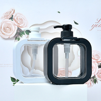 Conteneur cosmétique carré de 300 ml et 500 ml, en plastique rose, coloré, pour savon liquide pour les mains, mousse, lotion pour le corps, pompe rechargeable