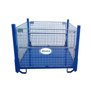 High Reliability Capacity 1000kg Cost-Effective Collapsible Metal Storage Cage Folding Stillage