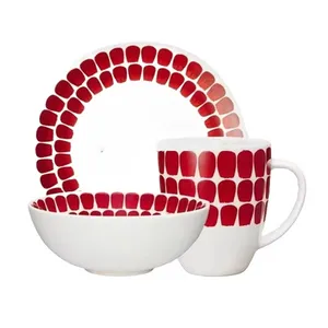 Conjunto de pratos de casamento para restaurante com logotipo personalizado, tendência moderna, linha de ponto azul vermelho fino, design chinês chique, louça