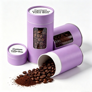 Custom Size Round Cylinder Paper Packaging Tube for Coffee Bean Candy Chocolate Snack Food <b>Container</b> with Transparent Window - Product Image 1