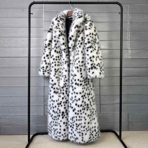 معطف شتوي نسائي سميك بنقشة الفهد الأبيض، يحاكي فرو الثعلب، مع ياقة طويلة - Product Image 3