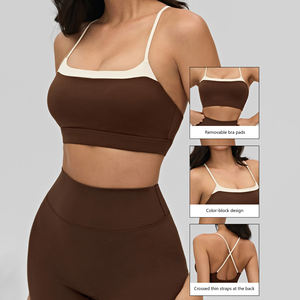 XW-DWC516183 Sujetador deportivo color block para mujer, cuello cuadrado, espalda cruzada, almohadillas extraíbles, top corto para <span class=keywords><strong>yoga</strong></span>, gimnasio y running - Product Image 3