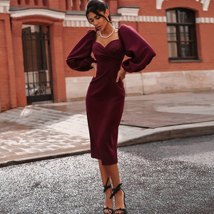 <span class=keywords><strong>Vestido</strong></span> de Cóctel Nuevo de Moda para Otoño, con Mangas Abullonadas y Espalda Descubierta, <span class=keywords><strong>2022</strong></span>, <span class=keywords><strong>Vestido</strong></span> Sexy y Elegante para Mujer, <span class=keywords><strong>Vestido</strong></span> de <span class=keywords><strong>Fiesta</strong></span> Modesto para la Noche - Product Image 6