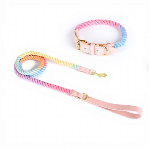 Collier en corde de coton fabriqué à la main pour chiens en cuir réglable hypoallergénique doux renforcé parfait pour l'entraînement quotidien des promenades - Product Image 4