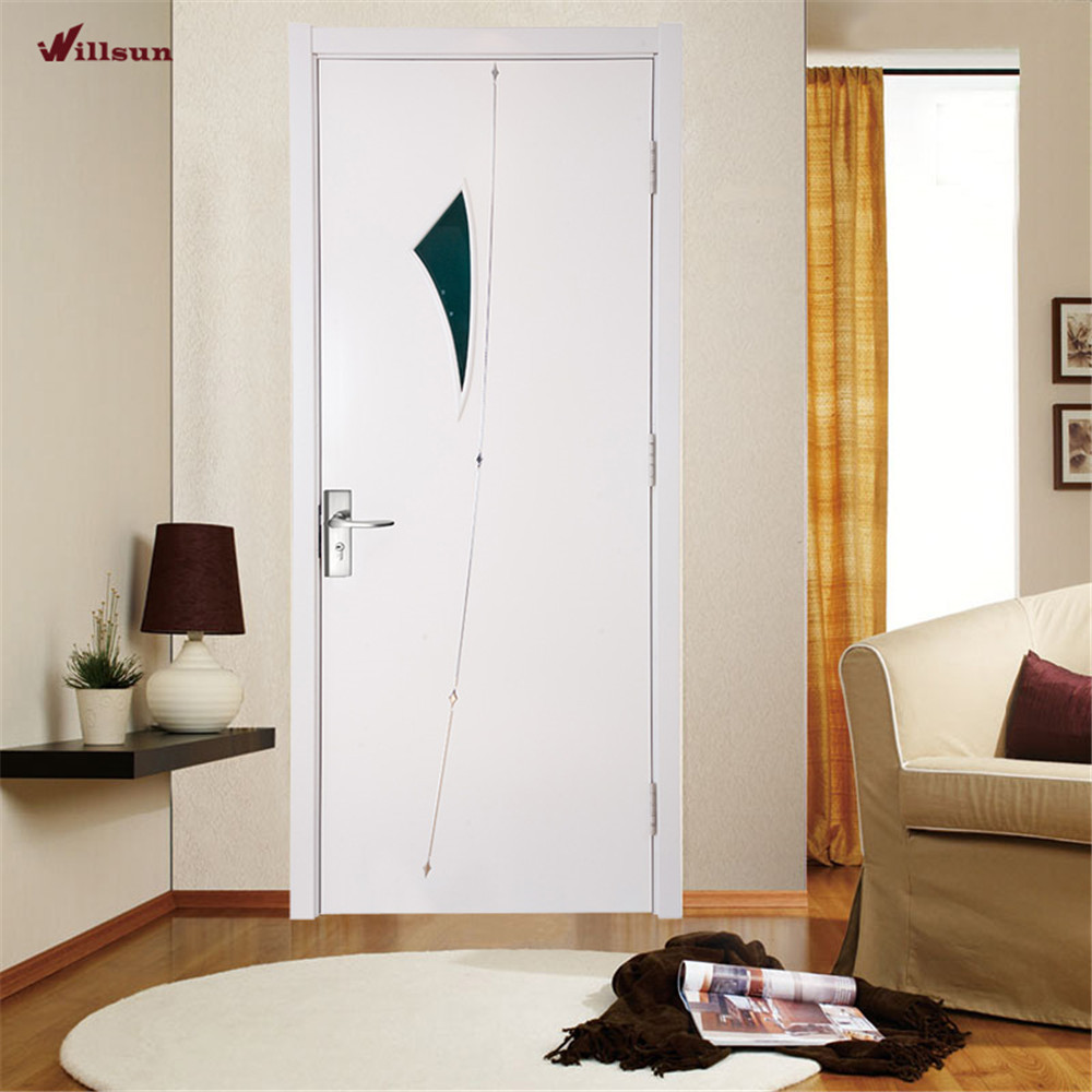 Puerta interior de madera de media luna de vidrio de color blanco