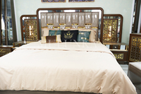 Ensemble de lit double réglable de luxe Queen en vente Mobilier de chambre à coucher en bois personnalisable avec massage et rangement