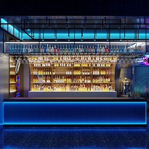 Quán cà phê phong cách công nghiệp, quầy <span class=keywords><strong>bar</strong></span>, quầy trưng bày có đèn, giá trưng bày sắt treo tường, tủ trưng bày rượu vang đỏ sáng tạo, thiết kế tùy chỉnh - Product Image 5