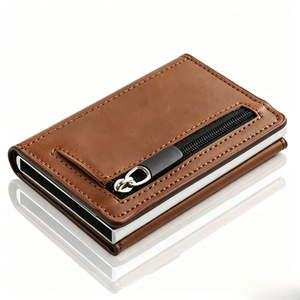 Slim Front Pocket Anti Thief <strong>RFID</strong> Auto Pop up Travel Slim <strong>Wallet</strong> for Mens Credit Card Holder <strong>Wallet</strong> with Zipper Coin Pocket - Product Image 1