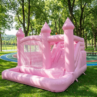 Château gonflable rose en PVC Hansenland pour événements professionnels, mariages, anniversaires, fêtes, avec installation facile