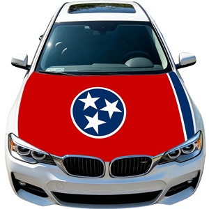 Drapeau de voiture personnalisé et drapeau de capot de voiture à transfert thermique, motif drapeau de l'État du Tennessee (USA), pour extérieur et véhicule, produit phare - Product Image 1
