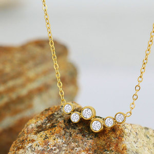 Collar de Zirconia con Colgante de Moda en Acero Inoxidable 316L, Chapado en Oro de 14k/18k, para Mujer, Venta al Por Mayor - Product Image 3