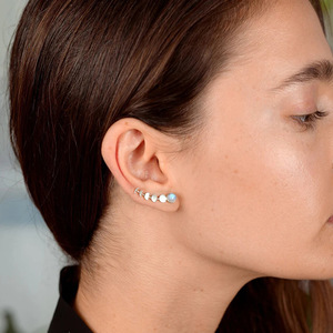 Pendientes de botón estilo espina de pescado con piedra lunar para mujer, joyería de moda linda para el día a día - Product Image 2