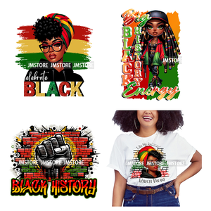 สติกเกอร์พิมพ์ลายด้วยความร้อนสำหรับเสื้อยืดสีดำขนาดใหญ่สร้างความภูมิใจให้กับผู้หญิงแอฟโฟร - Product Image 1