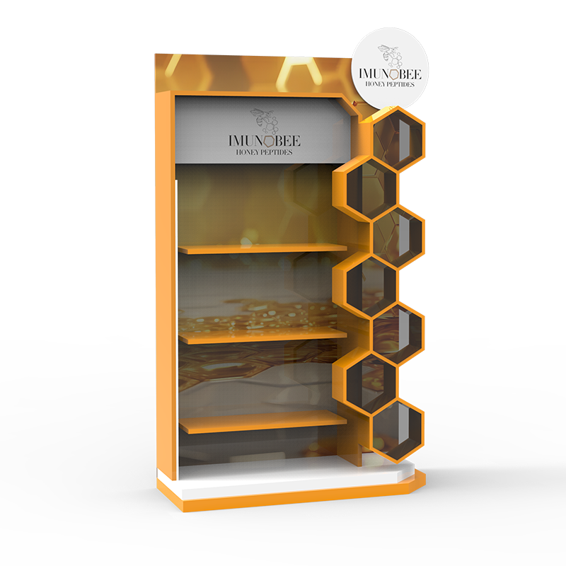 Apache Modern Honeycomb Shaped Skincare Metal Display Rack Customizable for Double-Sided Supermarket Shelves — view 2