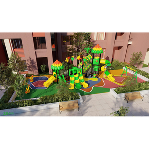 Ensemble de jeux de plein air de luxe - Toboggan, lumières, jeux, pont suspendu, ASTM EN71, tuyau galvanisé et LLDPE, OEM Pirate Ship Park Play - Product Image 2
